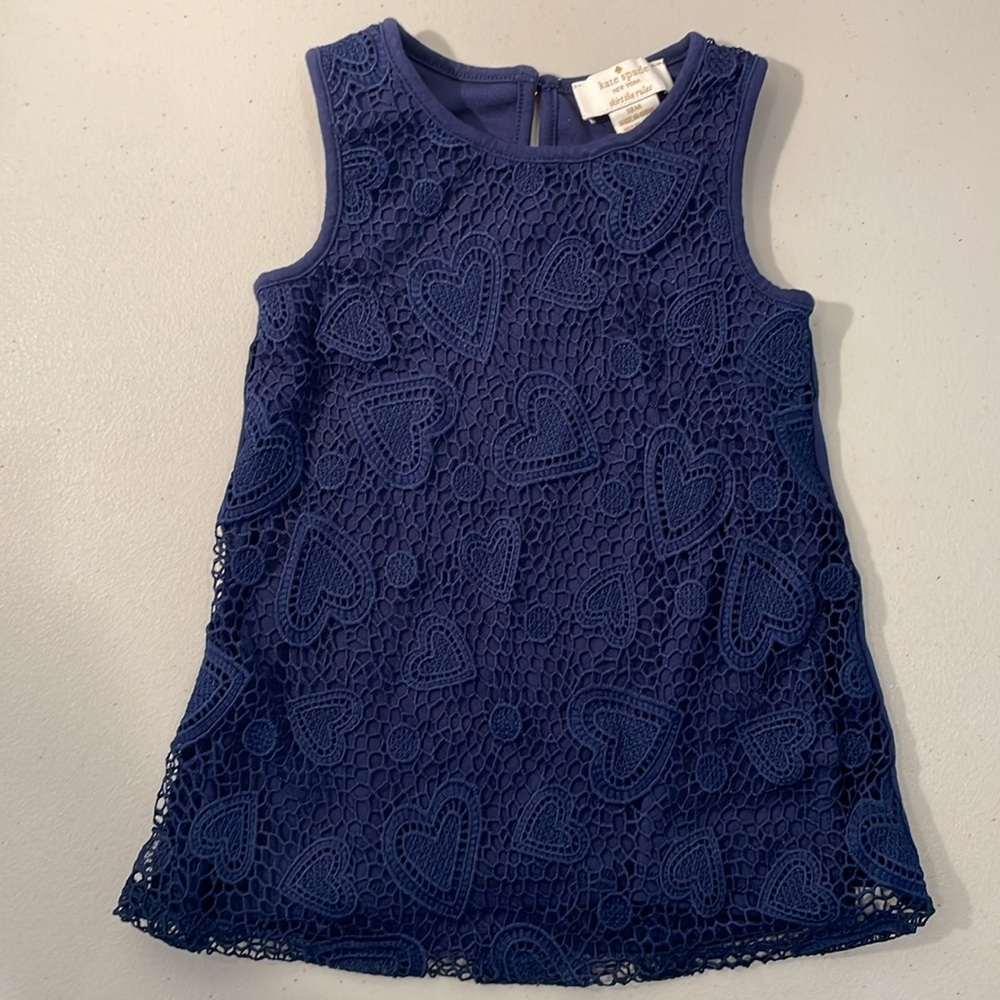 EUC Kate Spade Baby Hearts Lace Navy Tunic Dress w/ Bloomers 18 Months